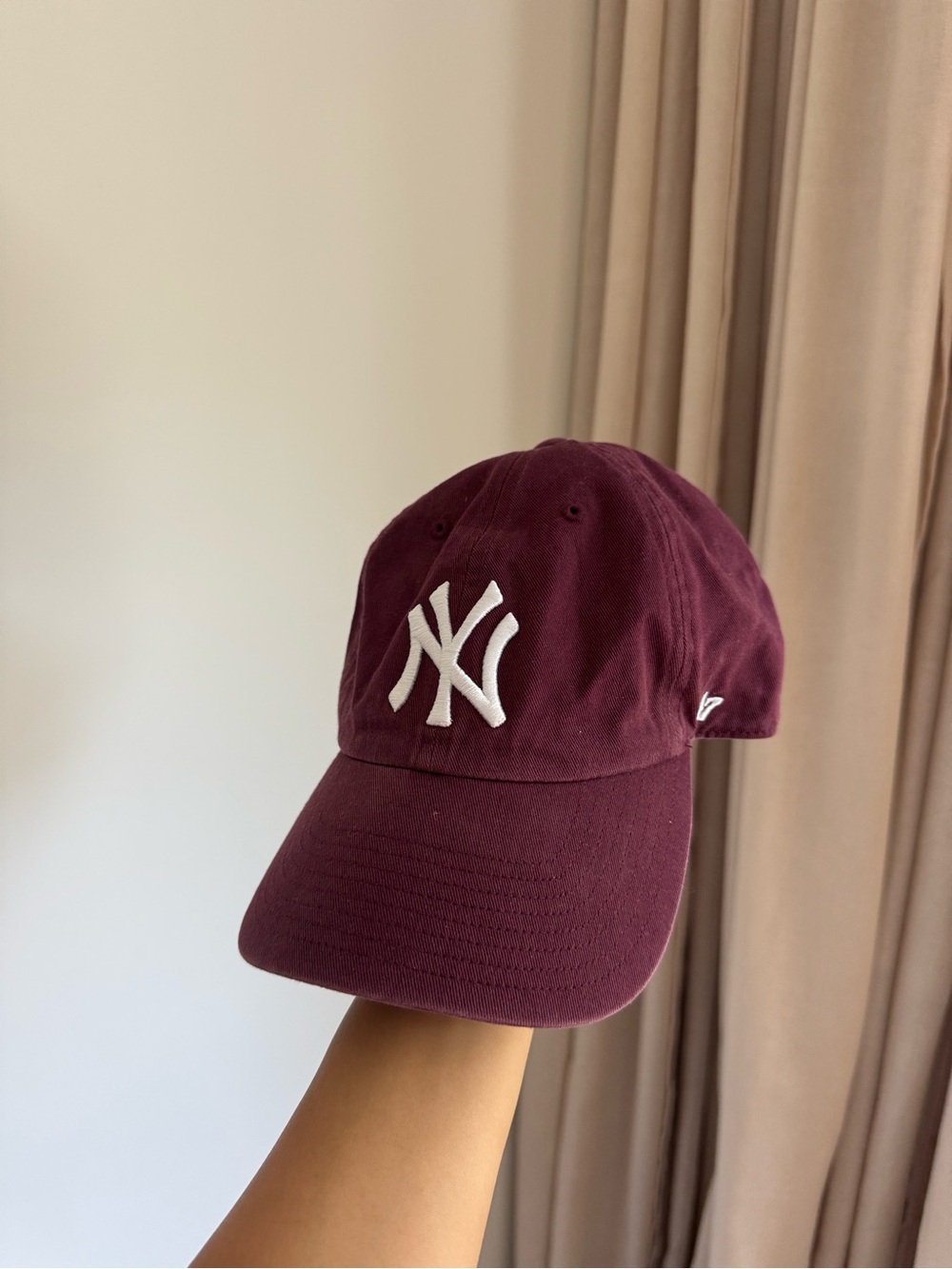 New Era Burgundy New York Yankees Cap with White Logo